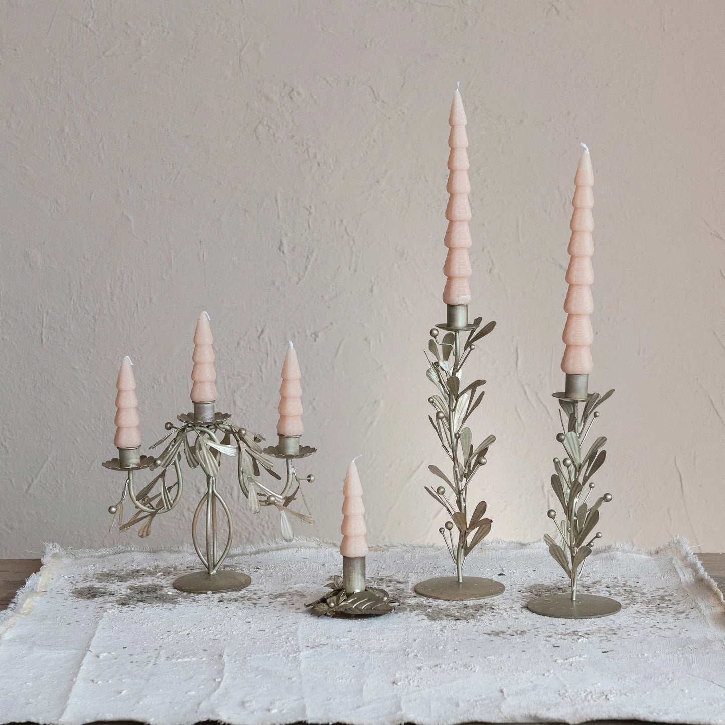 Pewter Leaves & Berries Taper Holder
