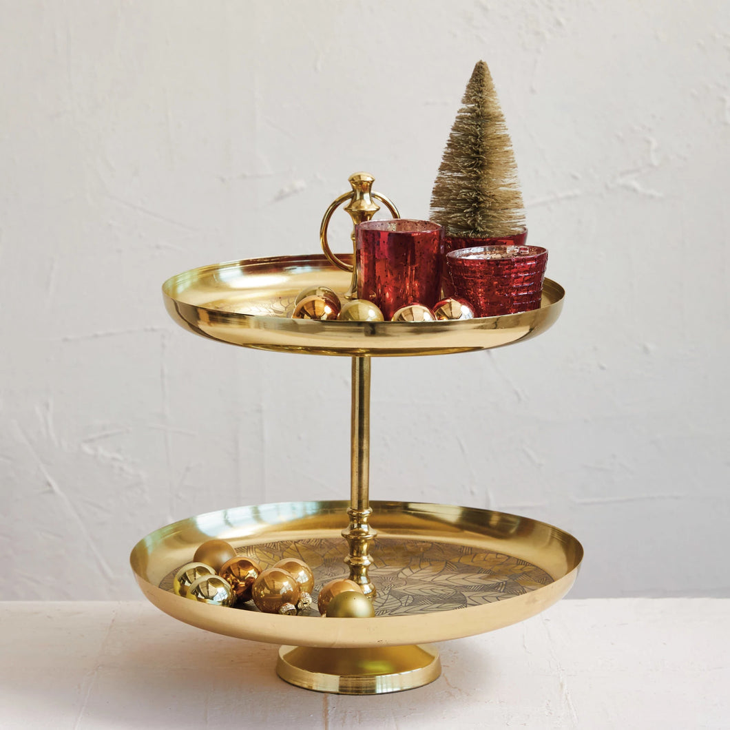 Decorative Golden Branches 2-Tier Tray