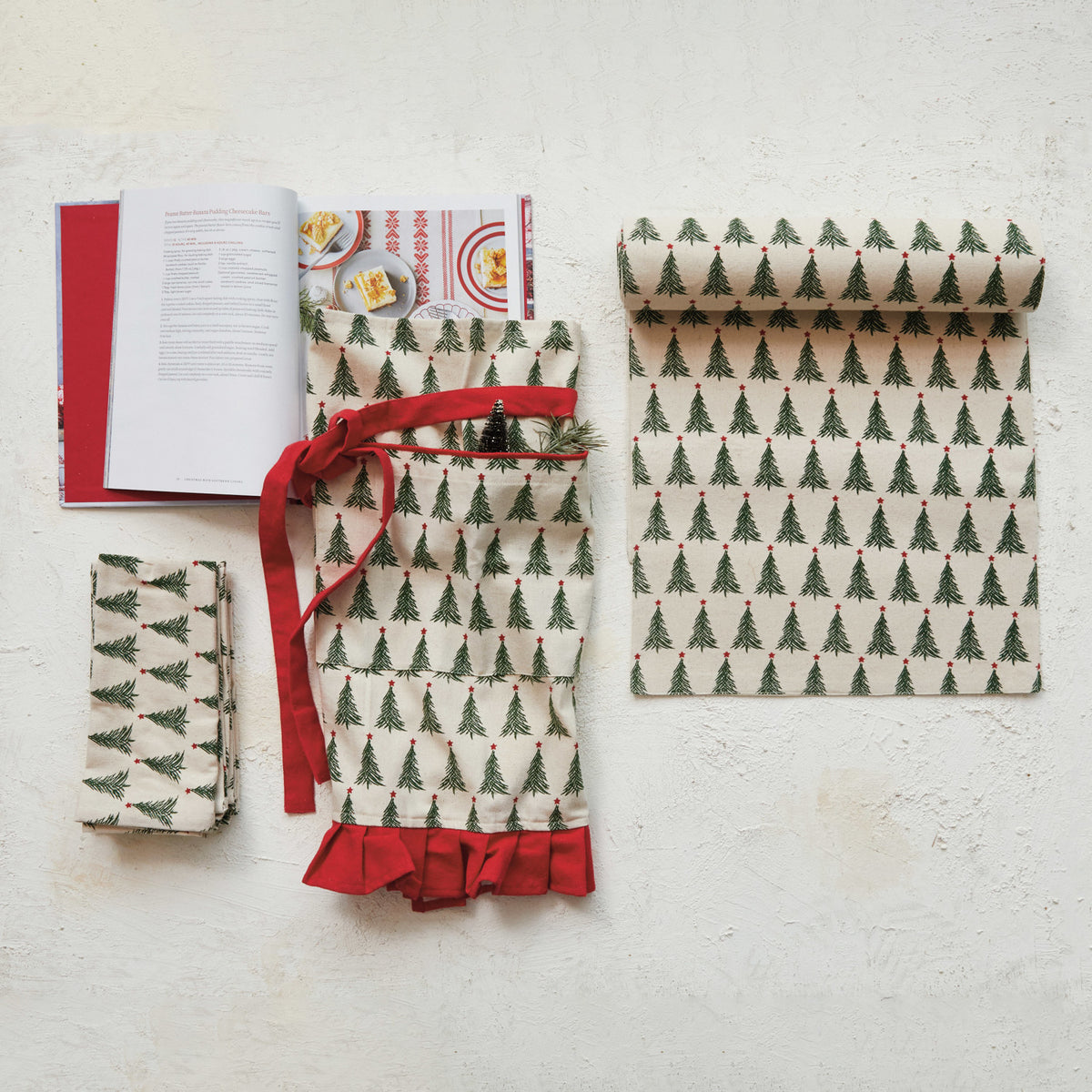 Charming Christmas Trees Printed Table Runner