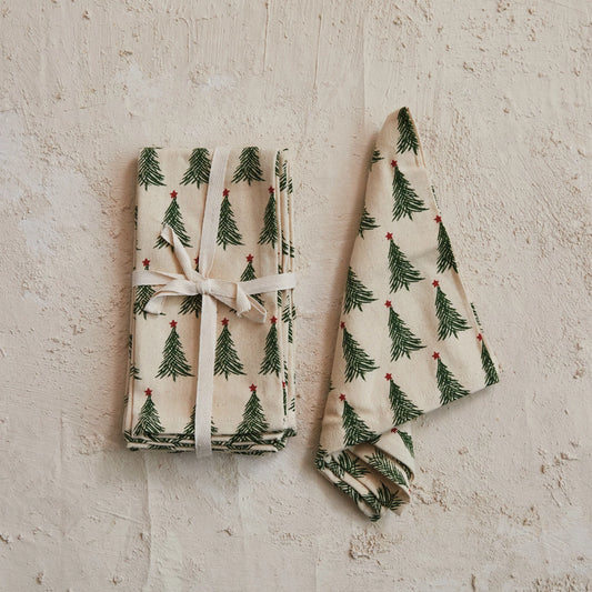 Charming Christmas Trees Printed Napkin Set