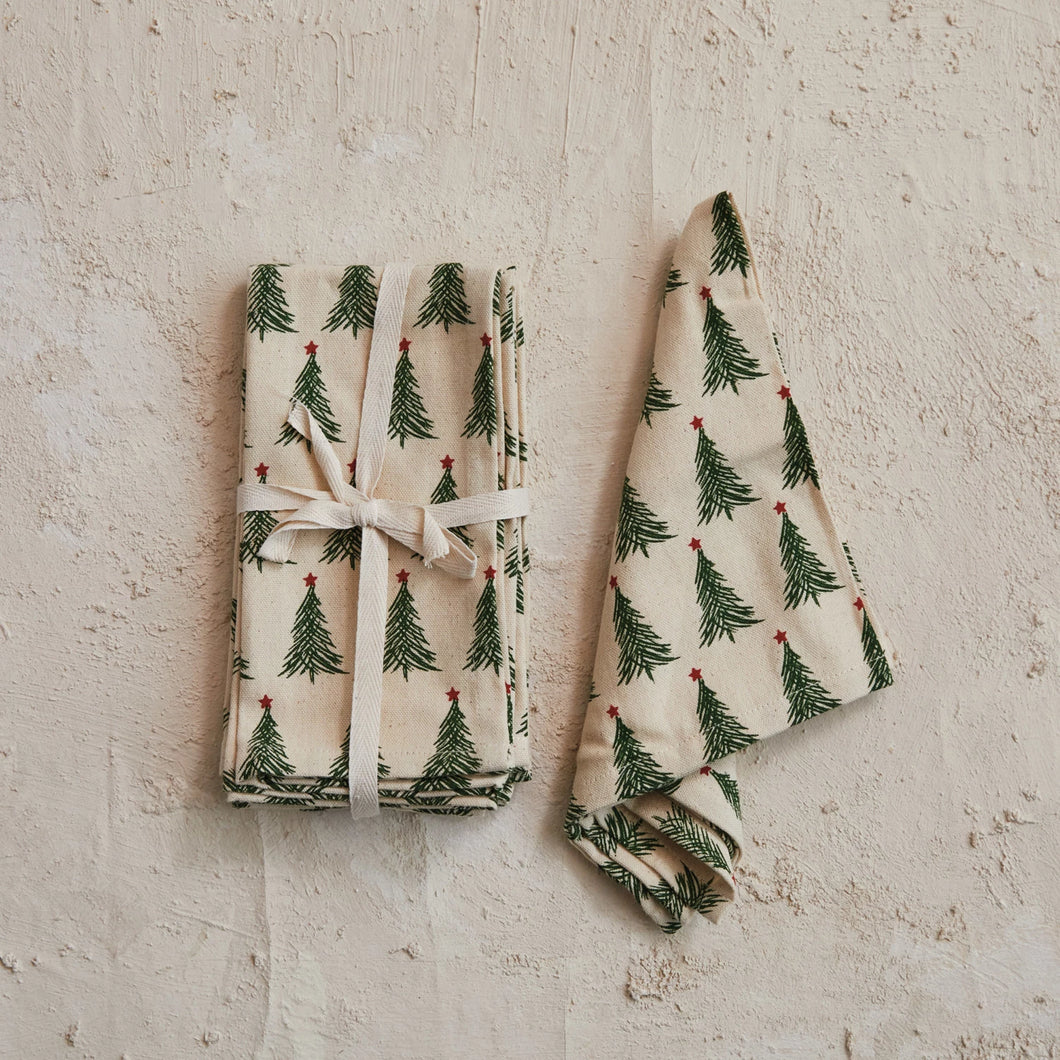 Charming Christmas Trees Printed Napkin Set