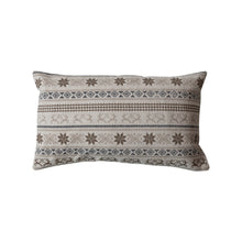 Load image into Gallery viewer, Patterned Reindeer &amp; Snowflakes Lumbar Pillow
