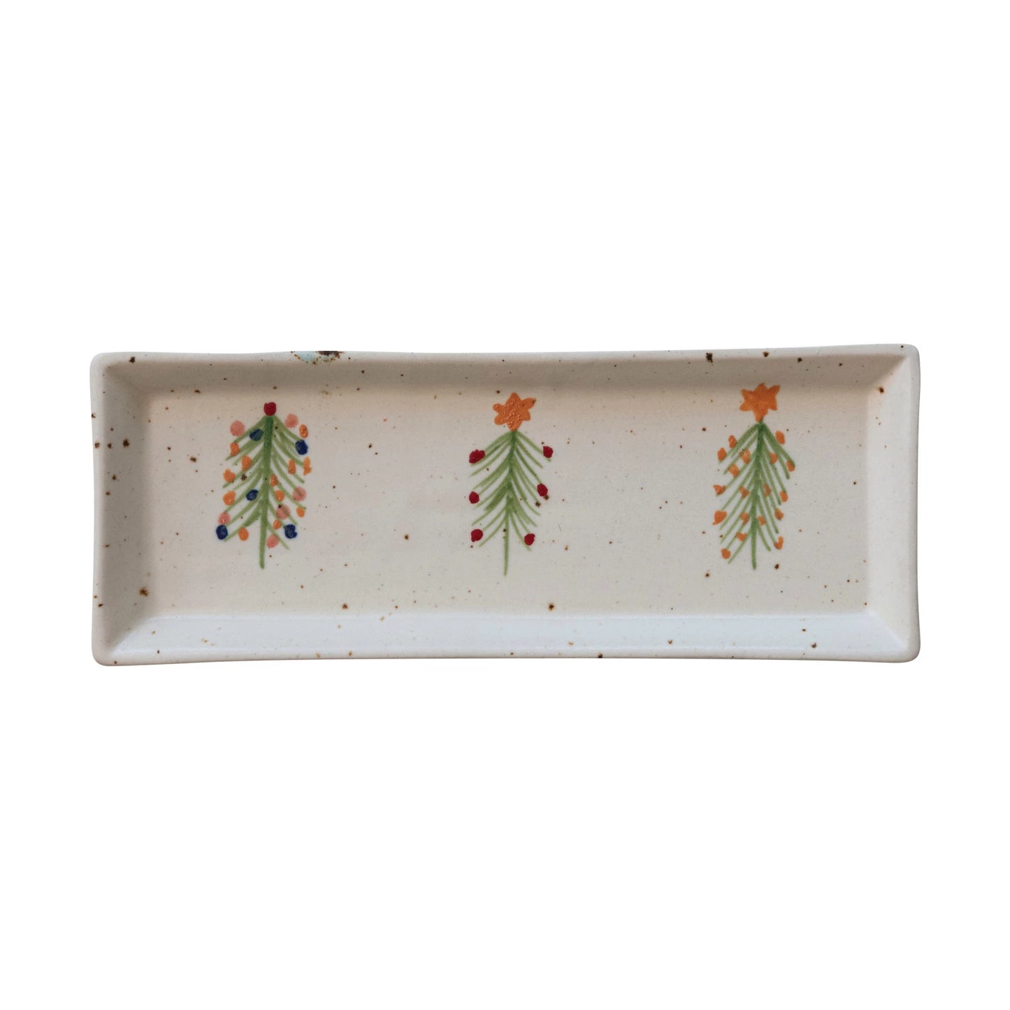 Painted Christmas Trees Speckled Stoneware Platter