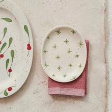 Load image into Gallery viewer, Green Starry Speckled Stoneware Platter
