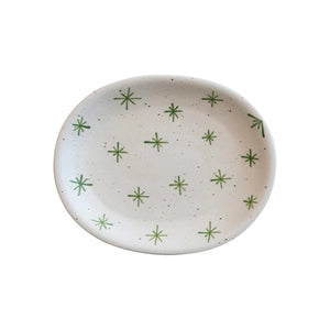 Green Starry Speckled Stoneware Platter