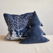 Load image into Gallery viewer, Navy Velvet Tree Shaped Pillow
