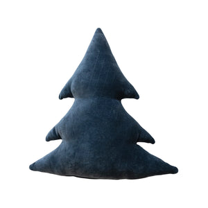 Navy Velvet Tree Shaped Pillow