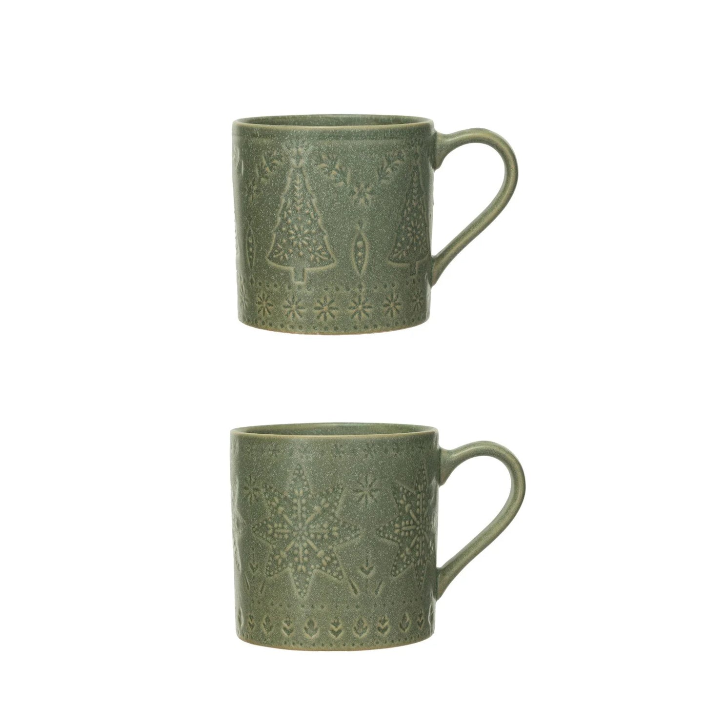 Green Stoneware Mugs
