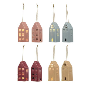 Stoneware LED House Ornaments