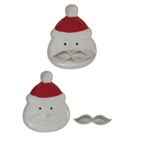 Stoneware Santa Plate with Mustache Dish