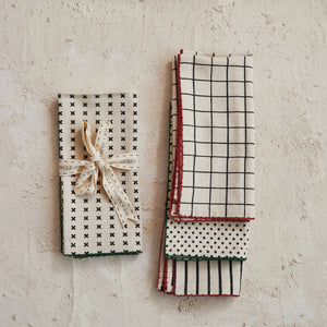 Neutral Holiday Cotton Printed Napkins Set