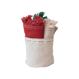 Giftable Christmas Waffle Weave Tea Towels Set