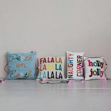 Load image into Gallery viewer, Whimsy Cotton Tufted &quot;FALALALALA&quot; Pillow
