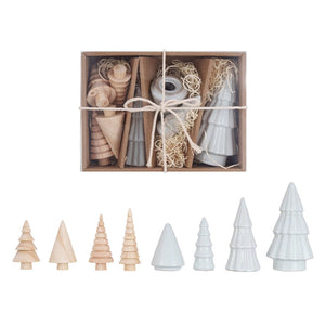 Boxed Set of Stoneware + Wood Trees