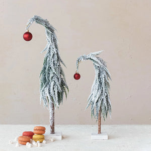 Whimsy Flocked Faux Evergreen Tree