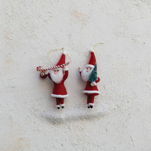 Jolly Wool Felt Santa Ornaments