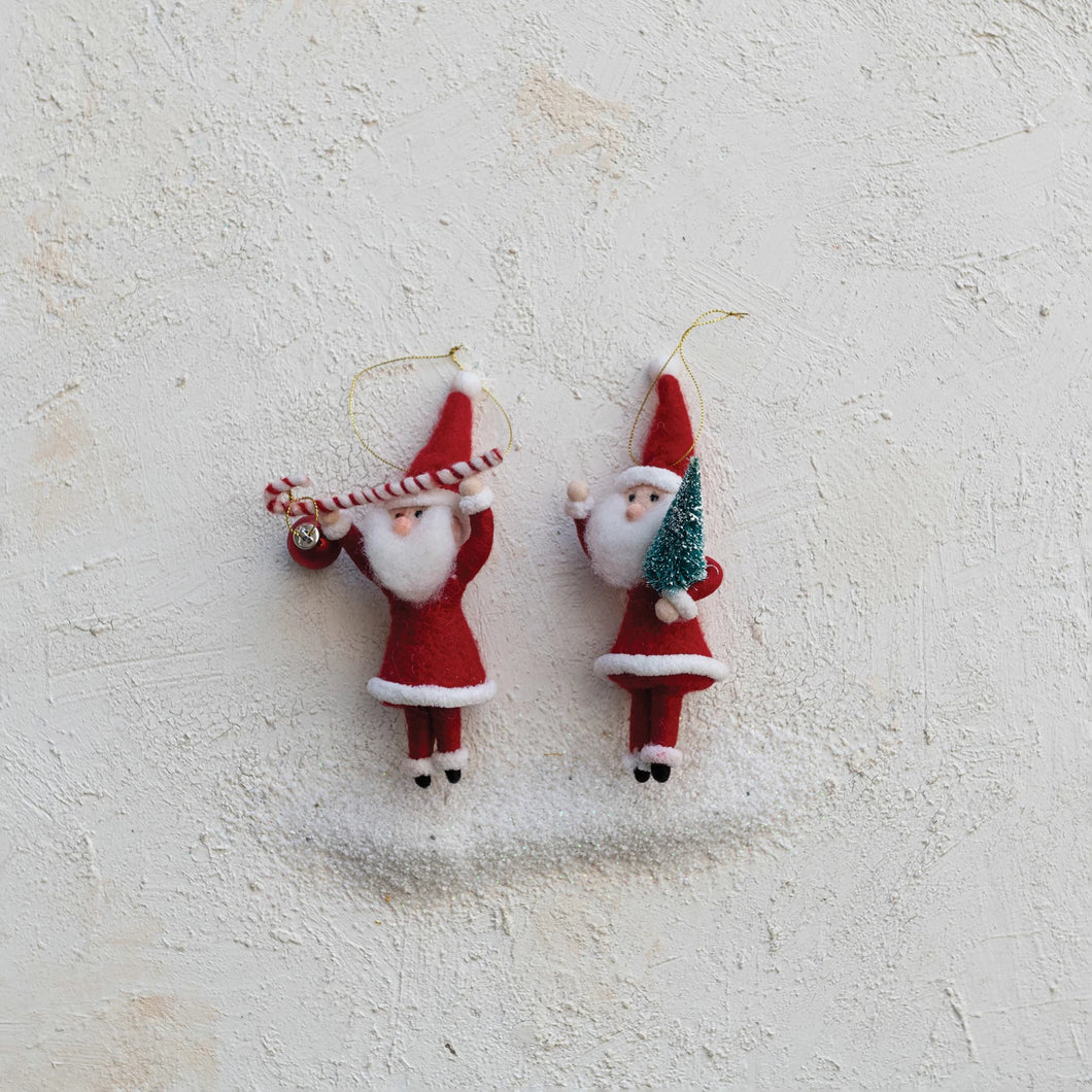 Jolly Wool Felt Santa Ornaments