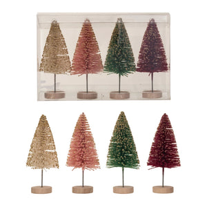 Golden Metallic Bottle Brush Tree Set