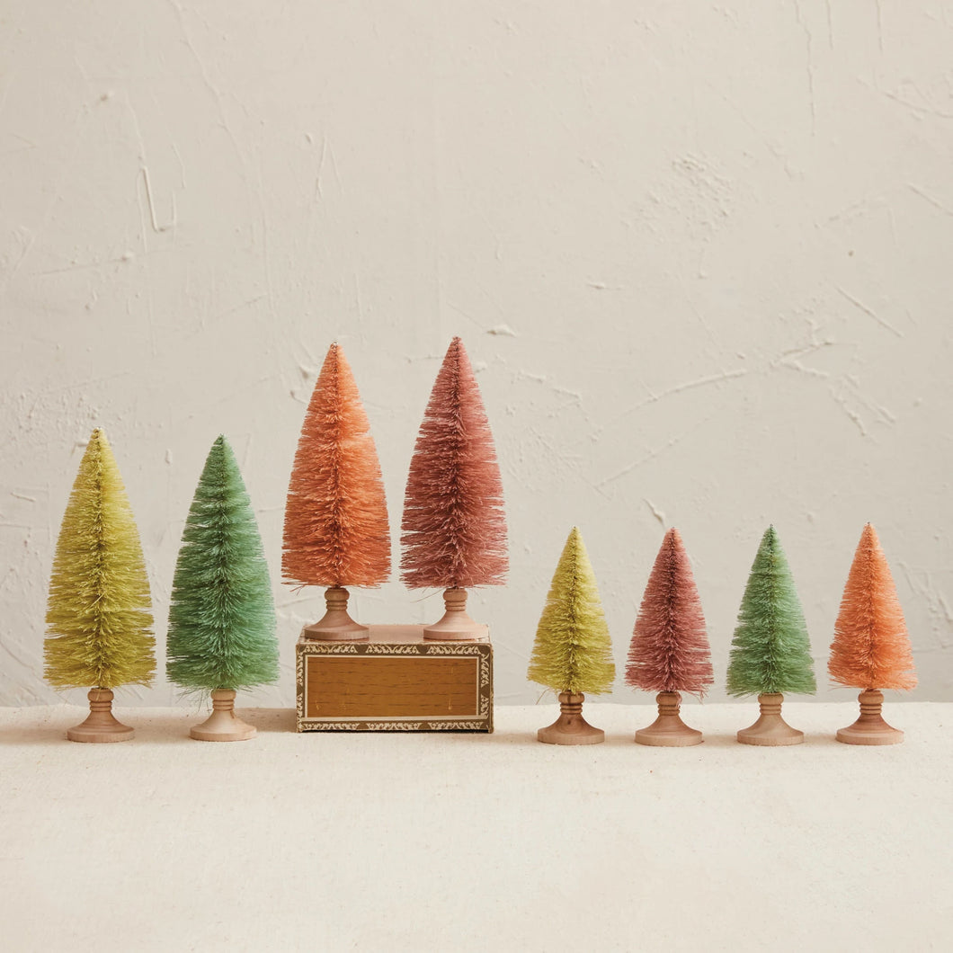 Wood Base Sherbet Bottle Brush Trees