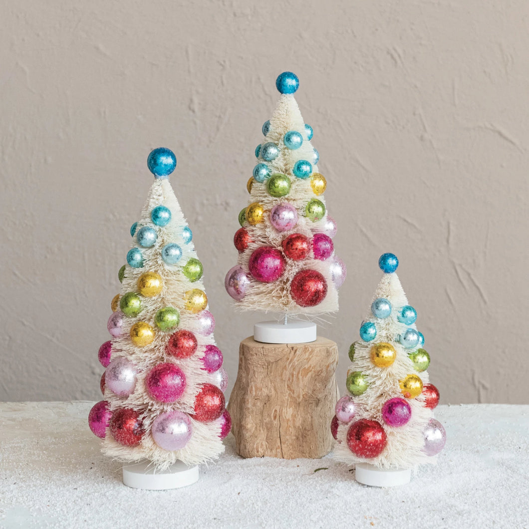 Whimsy Bright Ornament Bottle Brush Trees