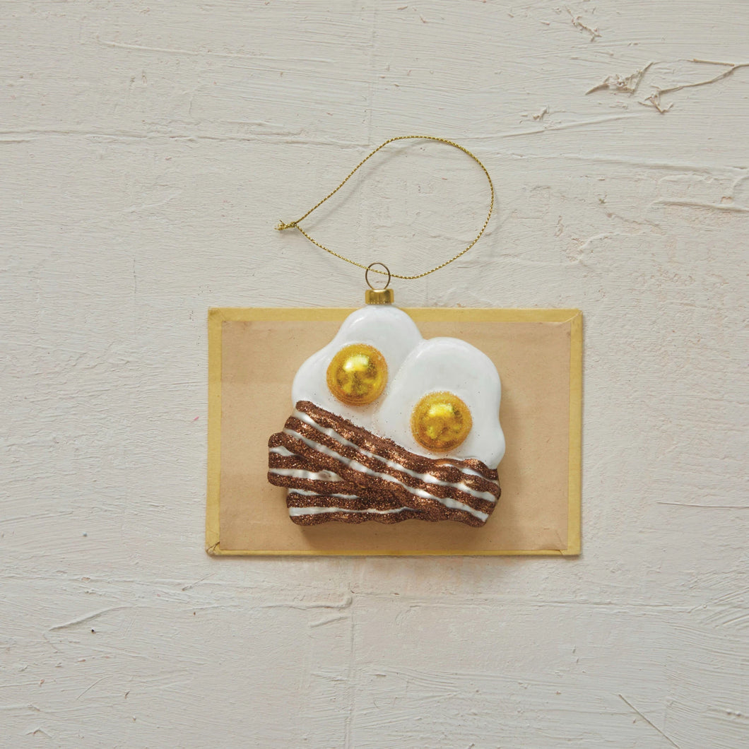 Glass Fried Eggs & Bacon Ornament