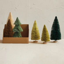 Load image into Gallery viewer, Sisal Bottle Brush Trees w/ Wood Bases, Boxed Set of 6
