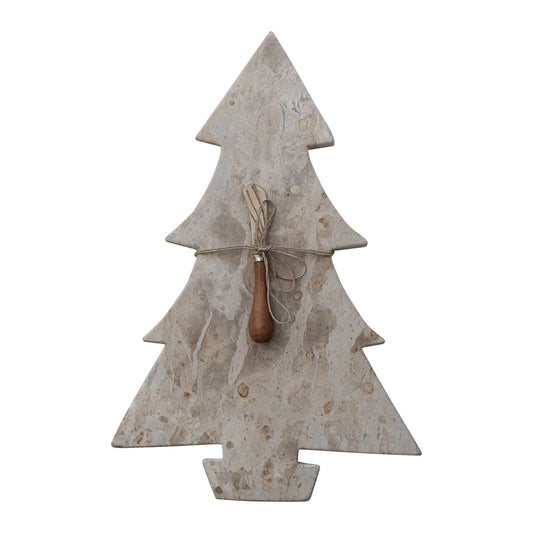 Marble Tree Cheese Board with Canapé Knife