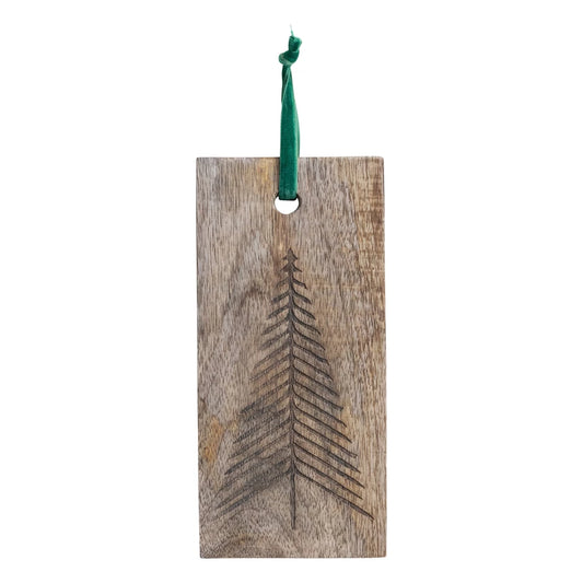 Mango Wood Board with Laser Etched Tree & Velvet Tie