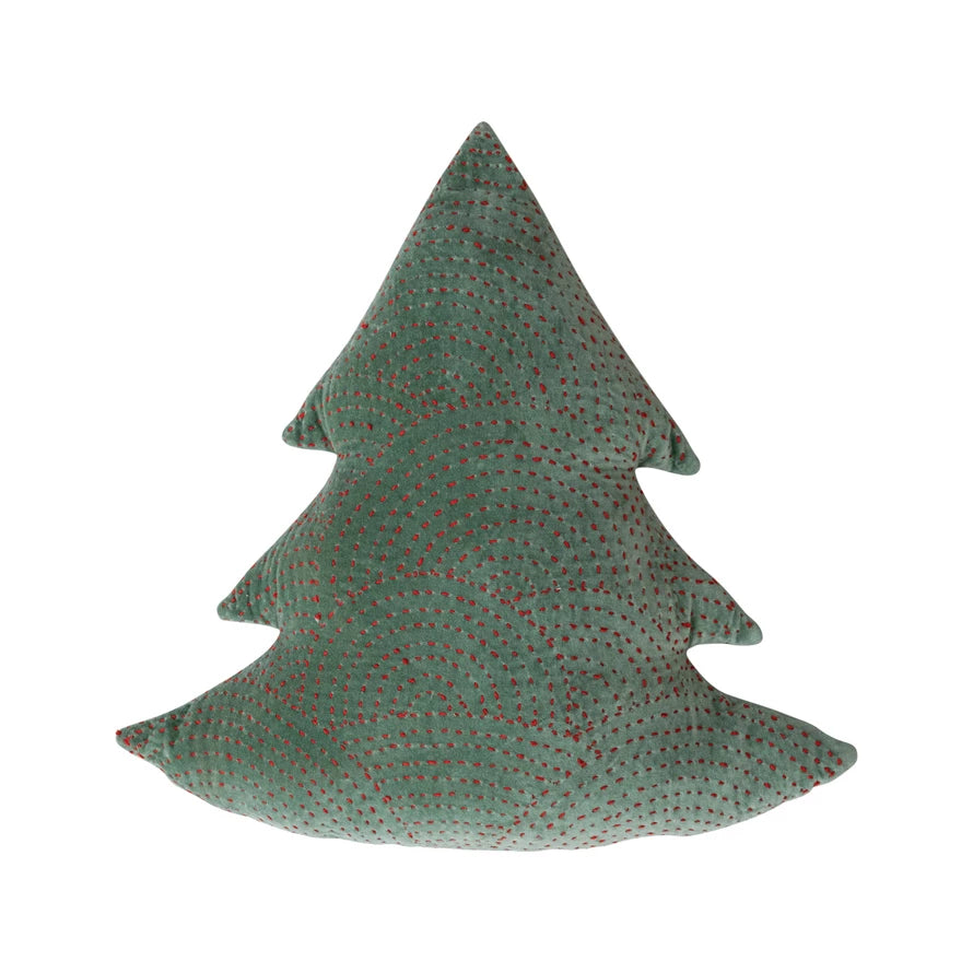 Velvet Tree Shaped Pillow with Embroidery
