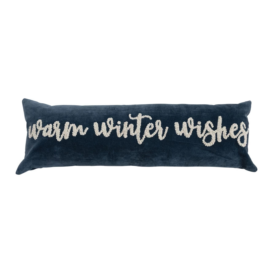Warm Winter Wishes Velvet Lumbar Pillow