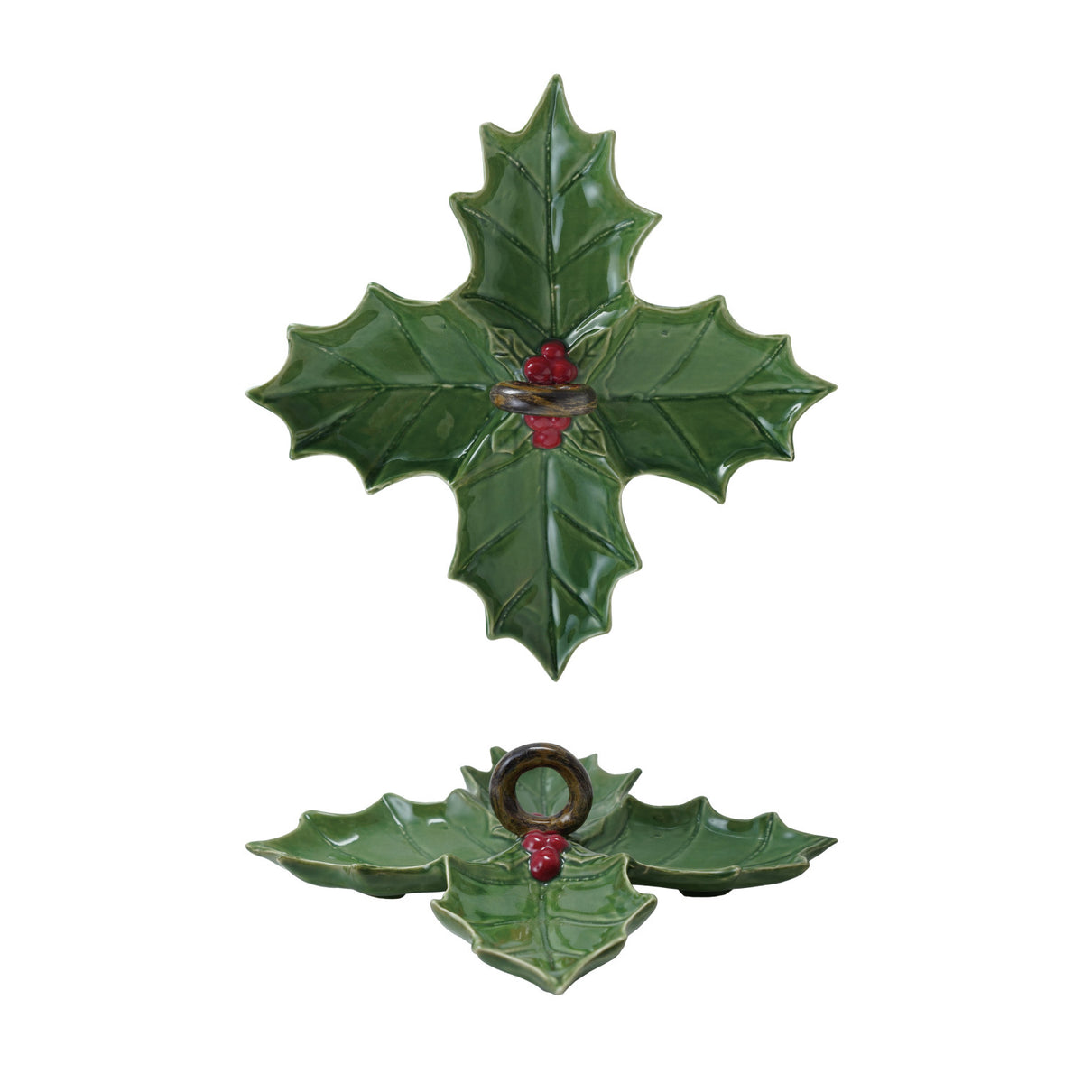 Ceramic Holly Leaf Shaped Dish