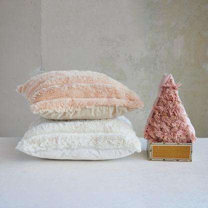 Square Faux Fur Pillow with Velvet Back