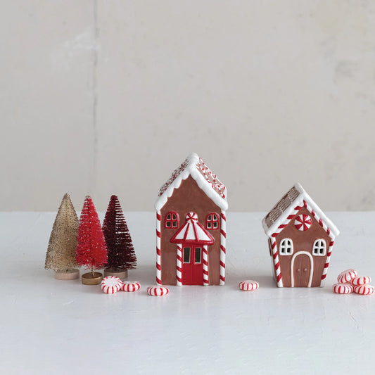 Painted Ceramic Gingerbread House with LED Light