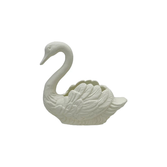 Antique White Cast Iron Swan Container