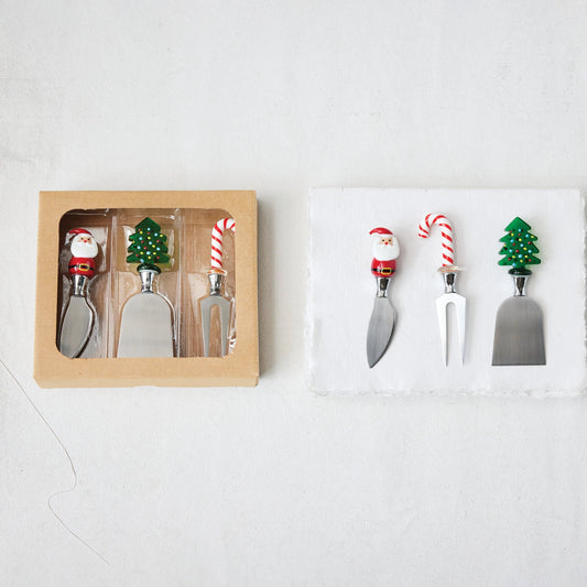 Boxed Holiday Icon Cheese Knives Set