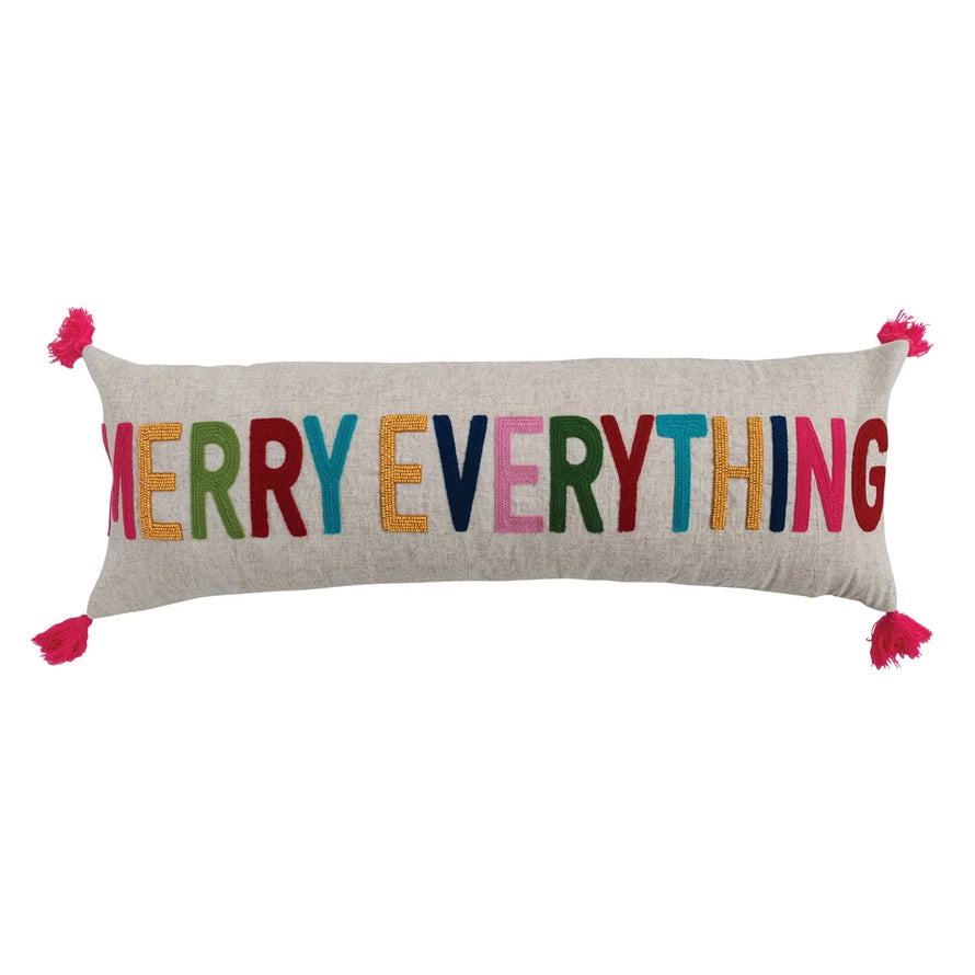 Merry Everything Lumbar Pillow with Tassles