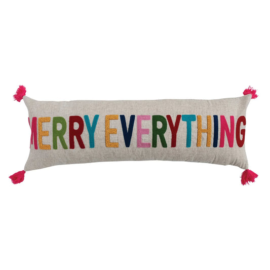 Merry Everything Lumbar Pillow with Tassles