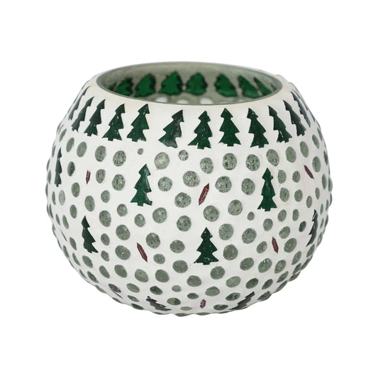 Glass Mosaic Tealight Holder with Trees