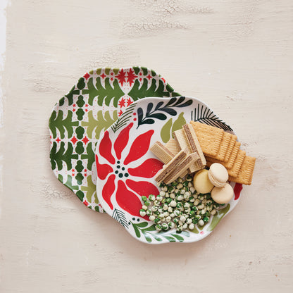 Red & Green Botanical Melamine Plate