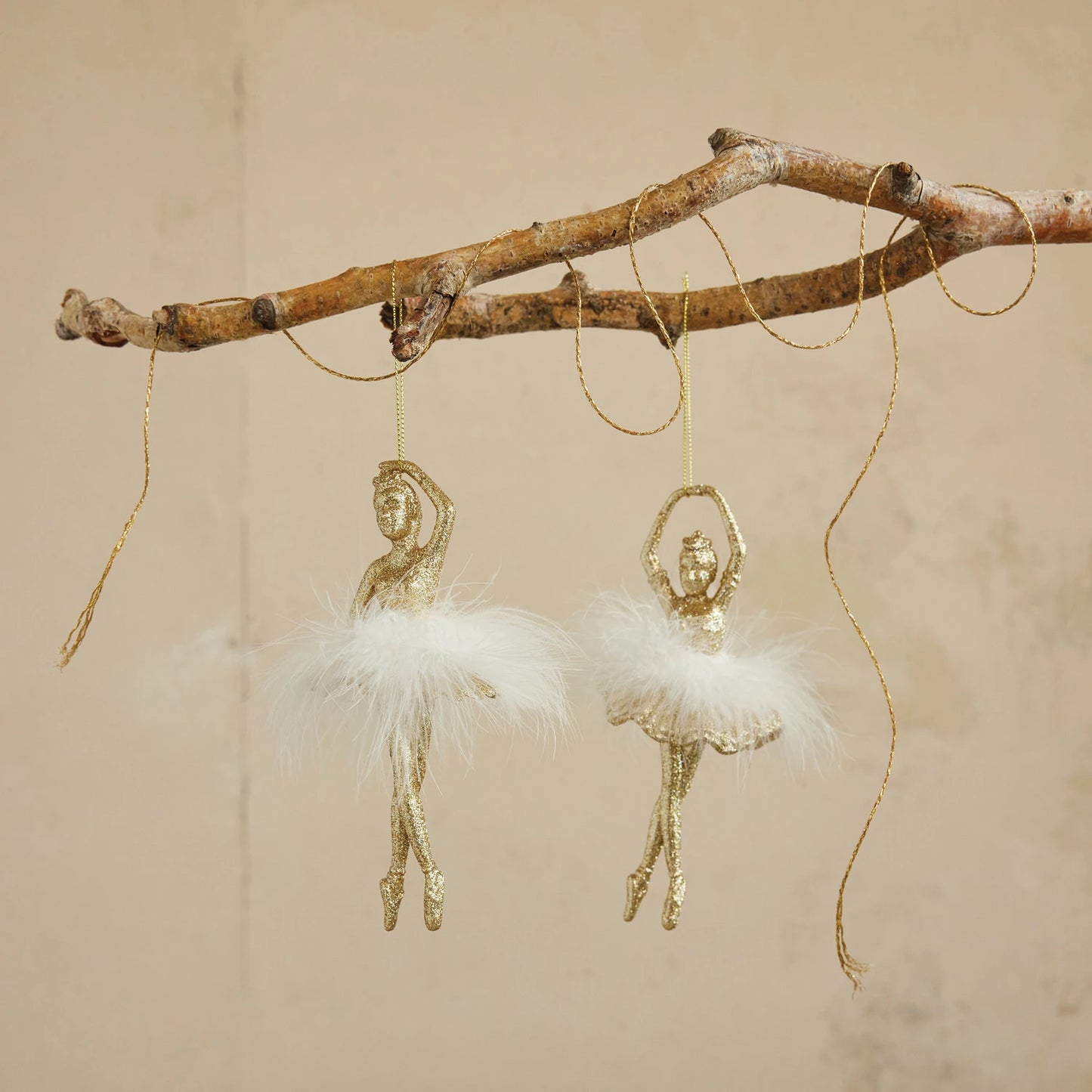 Ballerina Ornament with Feather Skirt