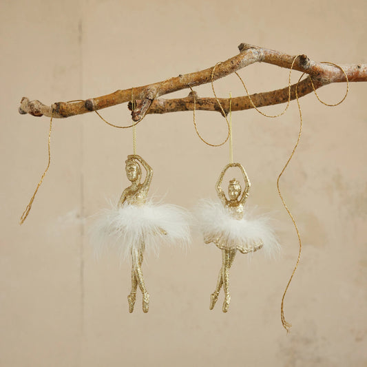 Ballerina Ornament with Feather Skirt