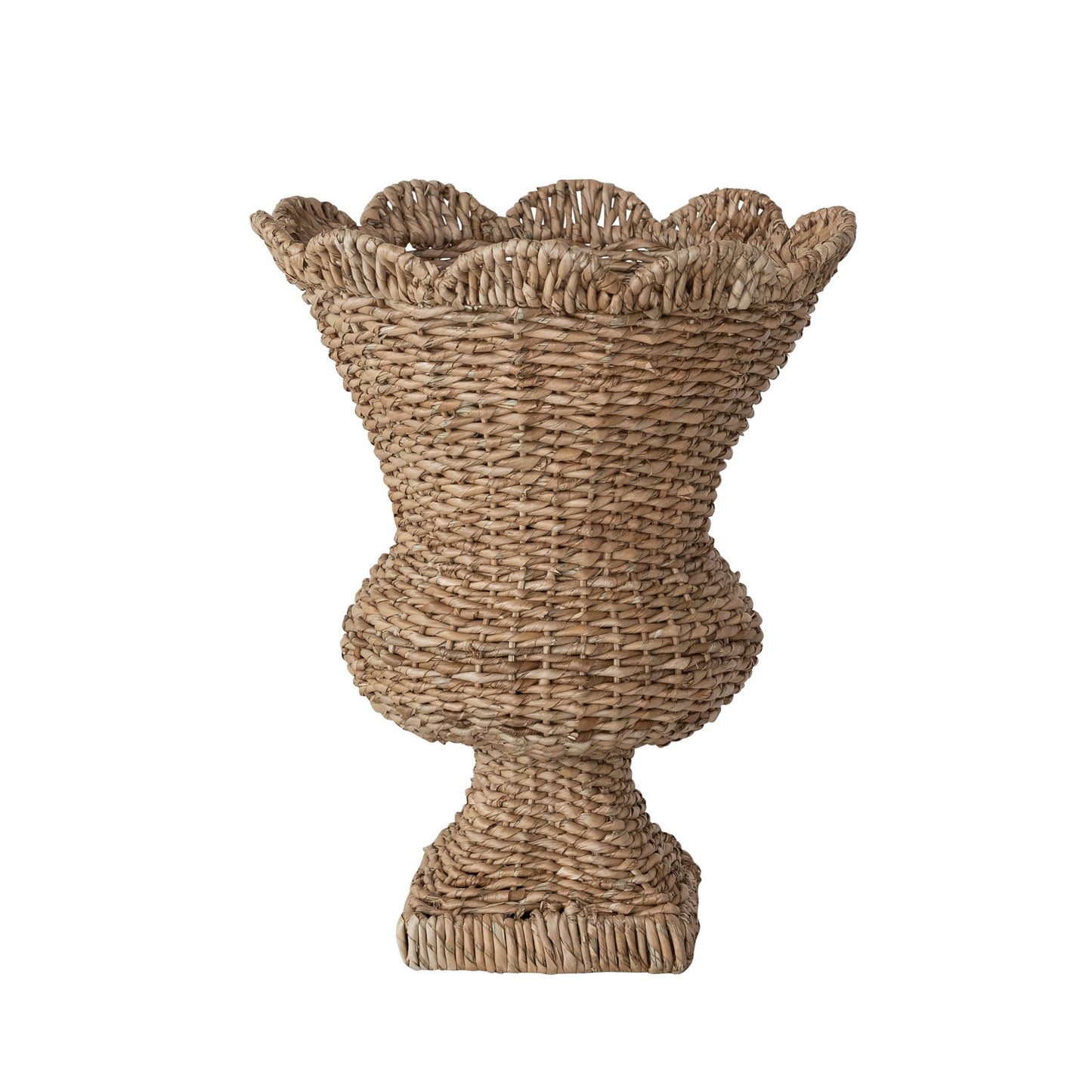 Hand-Woven Rattan Scalloped Urn