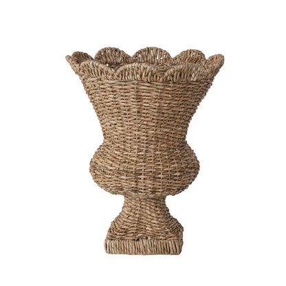 Hand-Woven Rattan Scalloped Urn