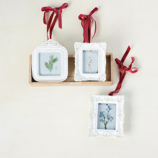 Vintage Photo Frame Ornament with Velvet Ribbon