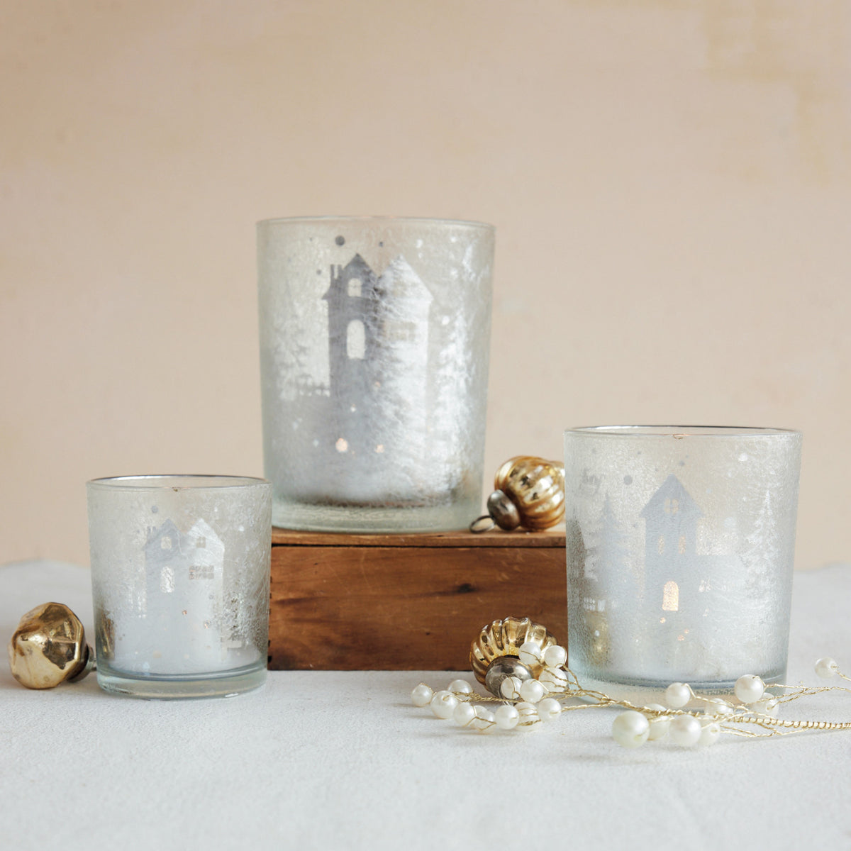 Shimmering Home Silver Mercury Glass Tealight Holder