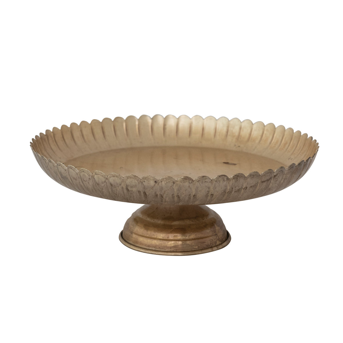 Antique Gold Metal Scalloped Pedestal