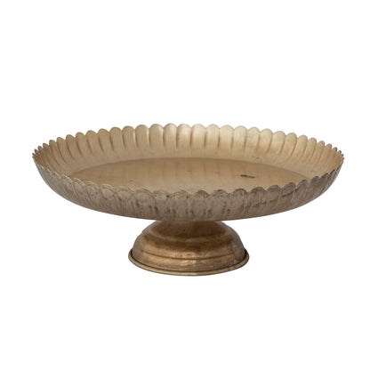 Antique Gold Metal Scalloped Pedestal