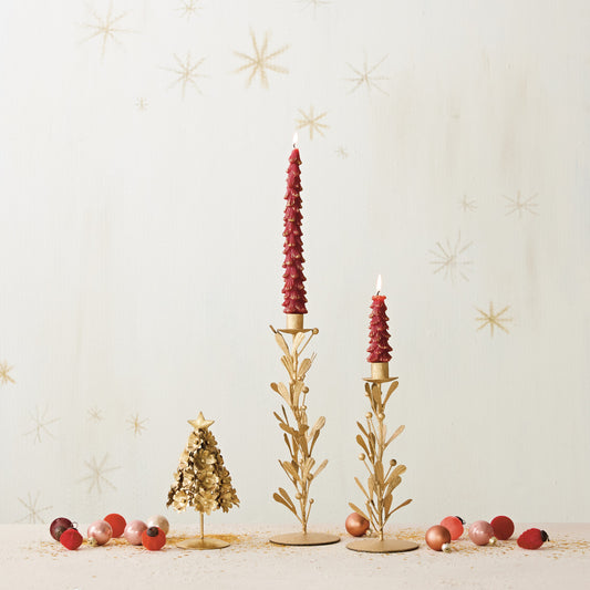 Gold Leaves & Berries Taper Holder