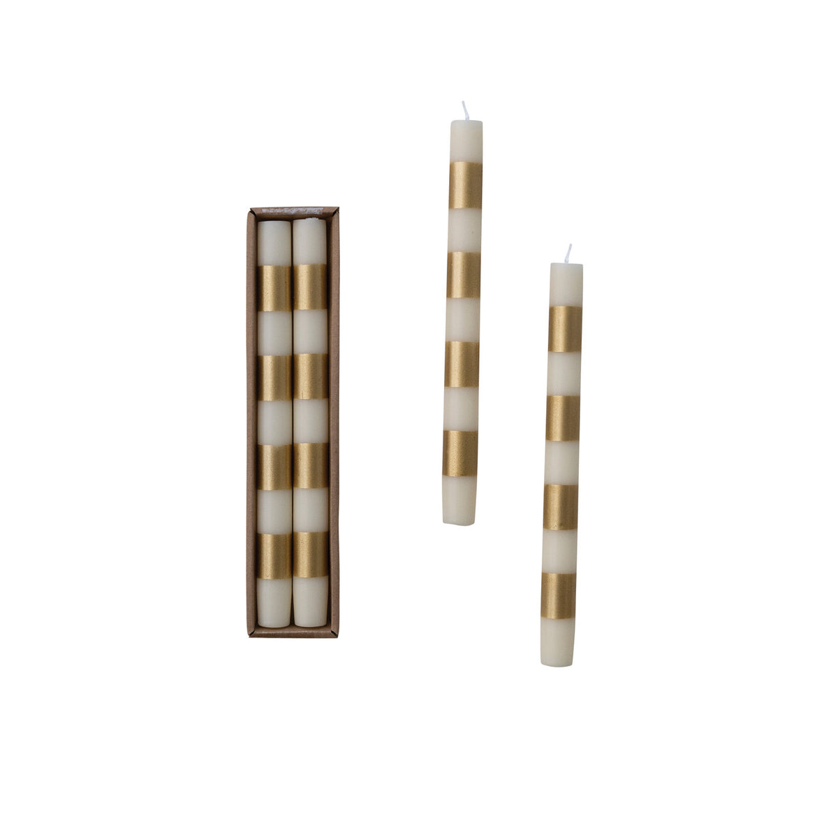 Unscented Boxed Taper Candles with Stripes
