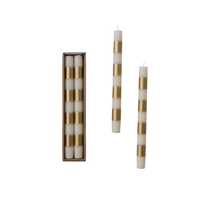 Unscented Boxed Taper Candles with Stripes